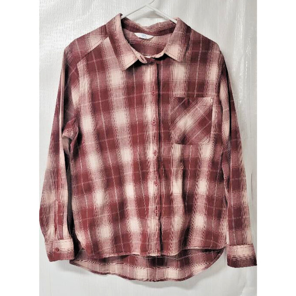 Time and Tru Shirt Womens Size XL Red Plaid Flannel‎ Long Sleeve - Picture 1 of 7